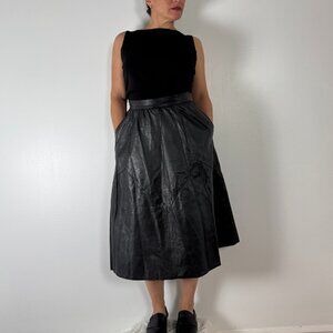 Vintage A Line Genuine Leather Black Skirt - Size XS